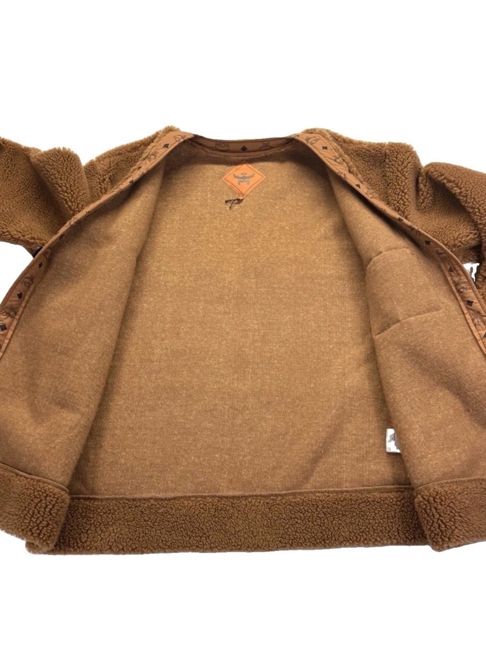 MCM Monogram Pocket Sherpa Cardigan Sweater Jacket sz XL - Picture 6 of 10